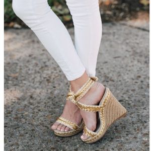 Tory Butch Lilah Gold Espadrille Wedge
